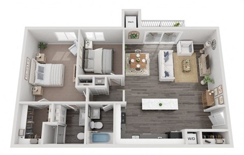 a1 floor plan  1 bedroom with 2 baths  1192 square feet